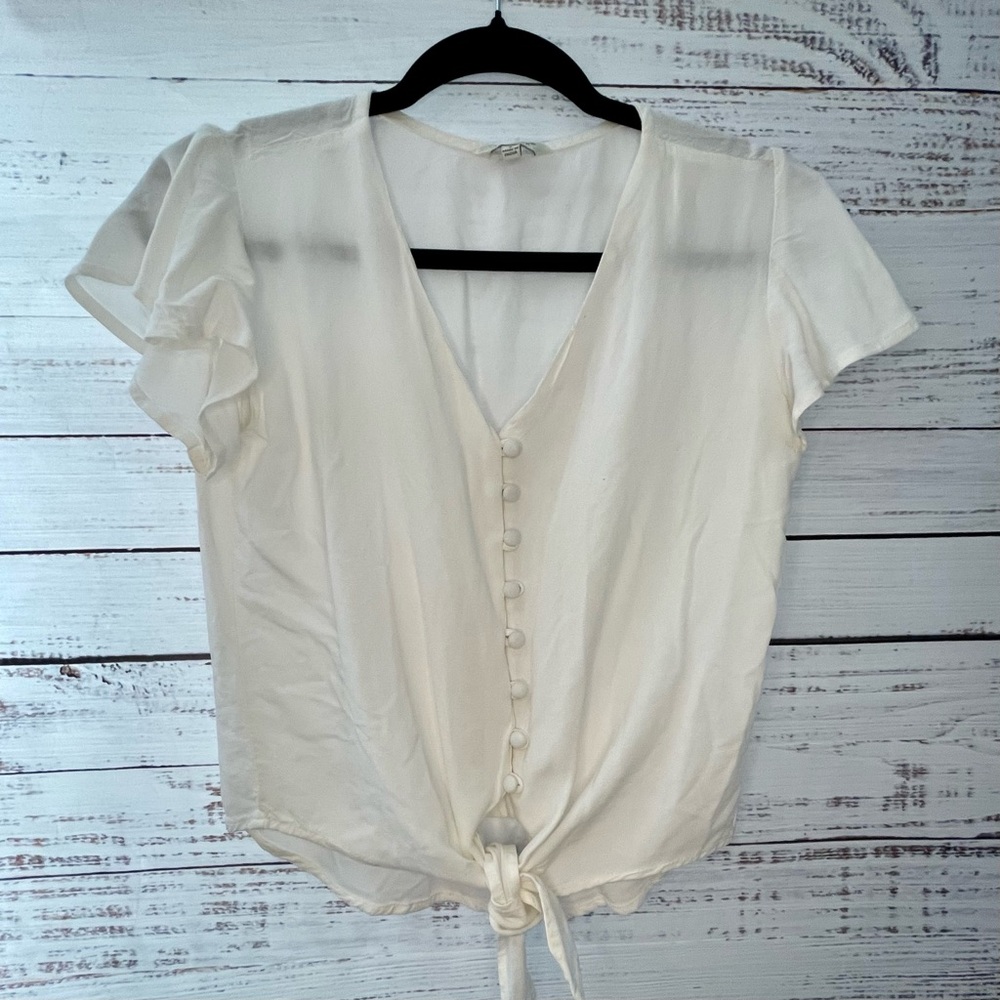 Elegant Off White Button-Down Women's Top